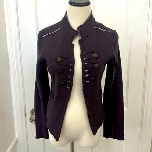 Free People We The Free - Purple Cropped Military Sweater Cardigan M Jacket